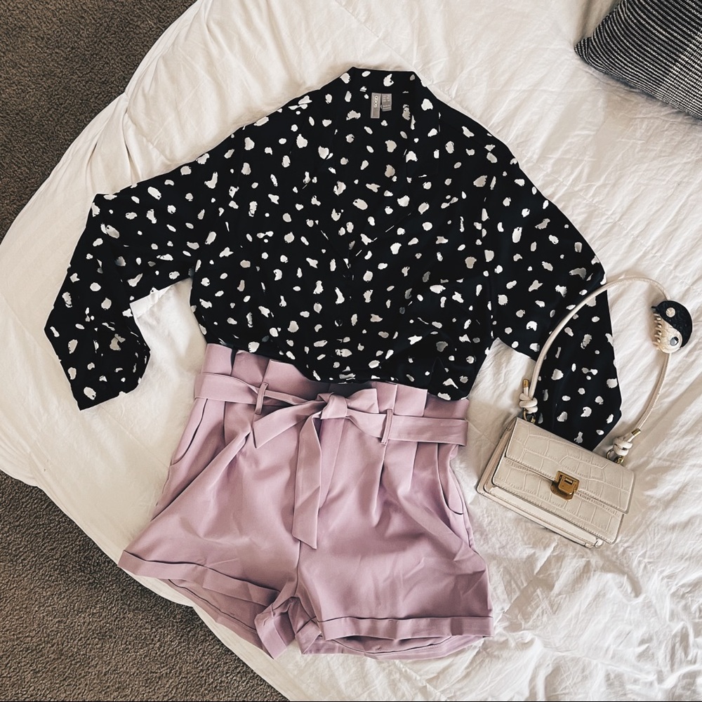 ASOS Curve Long Sleeve Relaxed Satin Shirt in Mono Animal Print